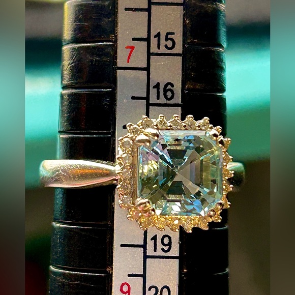 Estate sz8 J LORENZO ASCHER SWISS TOPAZ & Diamond halo designer 925 ring 3.95g - Picture 7 of 16